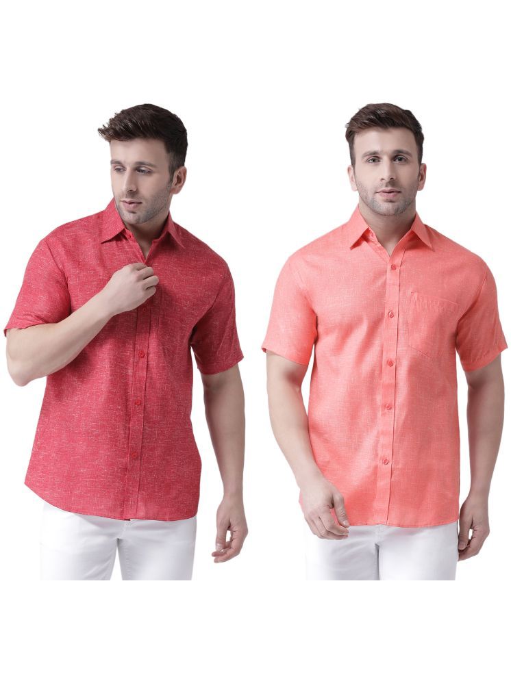     			KLOSET By RIAG Cotton Blend Regular Fit Solids Half Sleeves Men's Casual Shirt - Fluorescent Orange ( Pack of 2 )