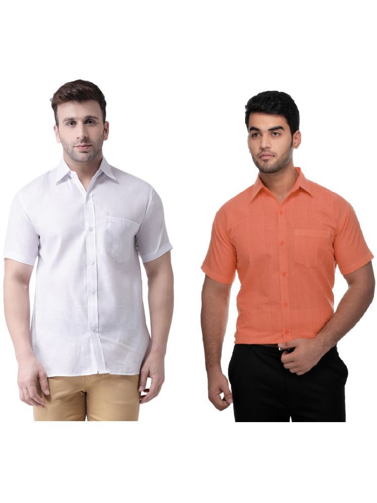     			KLOSET By RIAG Cotton Blend Regular Fit Solids Half Sleeves Men's Casual Shirt - Orange ( Pack of 2 )