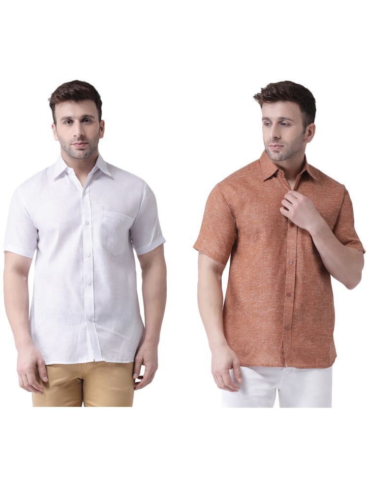     			KLOSET By RIAG Cotton Blend Regular Fit Solids Half Sleeves Men's Casual Shirt - Brown ( Pack of 2 )