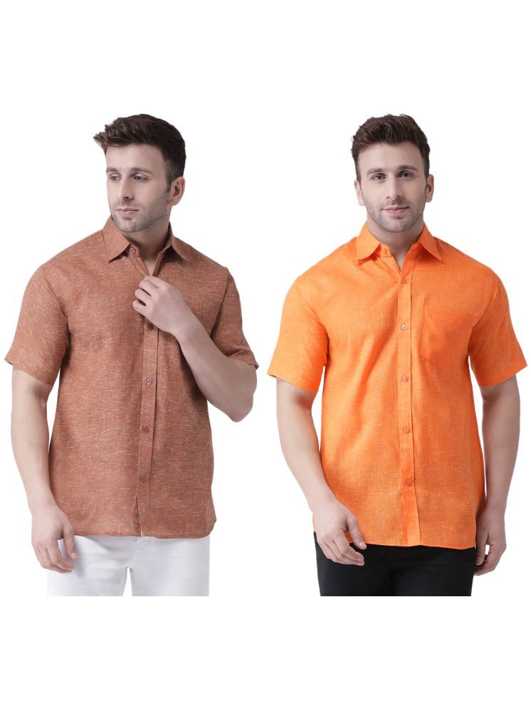     			KLOSET By RIAG Cotton Blend Regular Fit Solids Half Sleeves Men's Casual Shirt - Orange ( Pack of 2 )