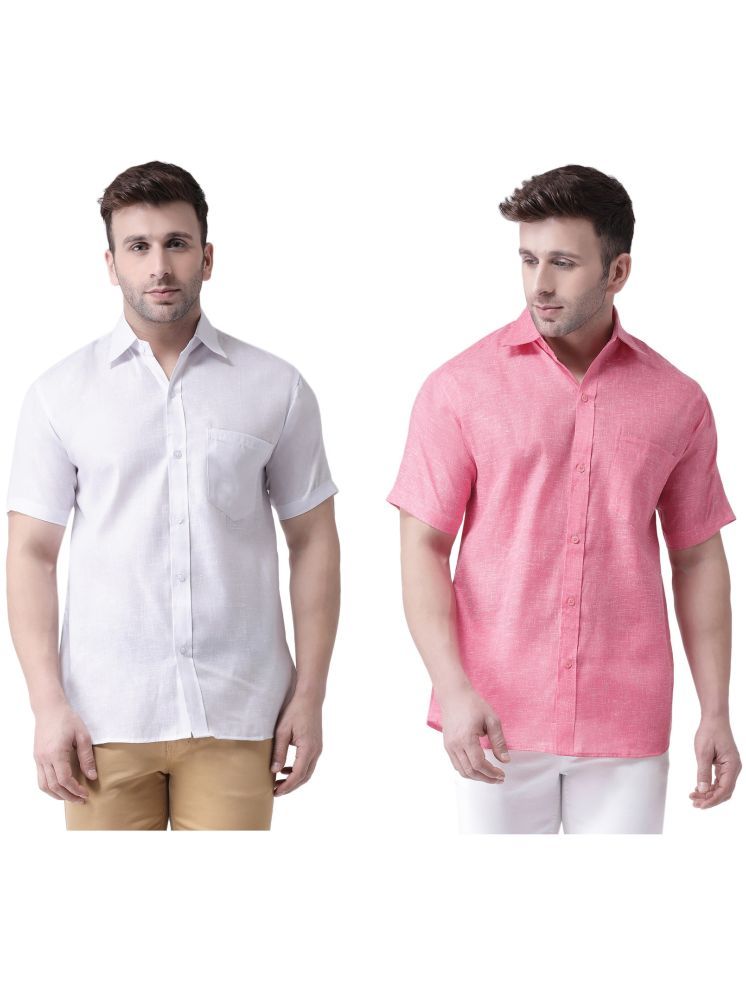     			KLOSET By RIAG Cotton Blend Regular Fit Solids Half Sleeves Men's Casual Shirt - Pink ( Pack of 2 )