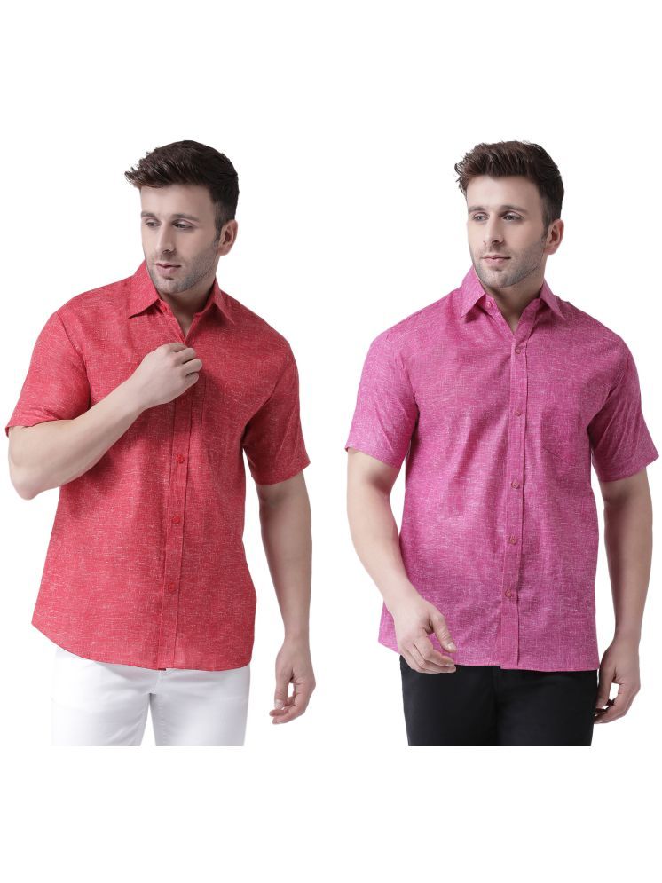     			KLOSET By RIAG Cotton Blend Regular Fit Solids Half Sleeves Men's Casual Shirt - Magenta ( Pack of 2 )