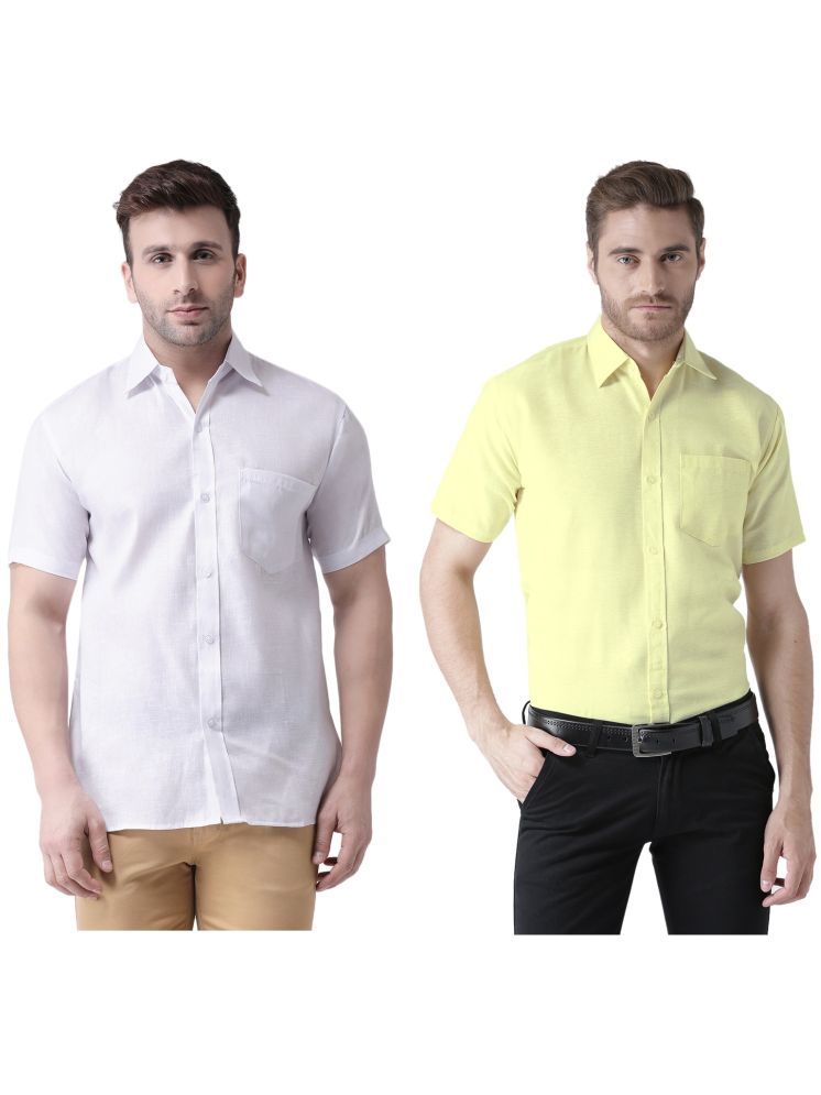     			KLOSET By RIAG Cotton Blend Regular Fit Solids Half Sleeves Men's Casual Shirt - Yellow ( Pack of 2 )