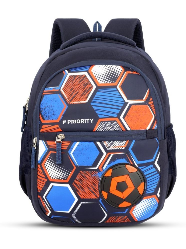     			Priority Navy Blue PU Backpack For Kids