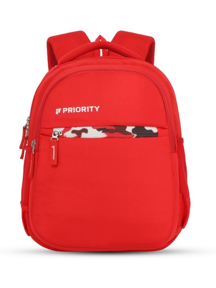     			Priority Red PU Backpack For Kids