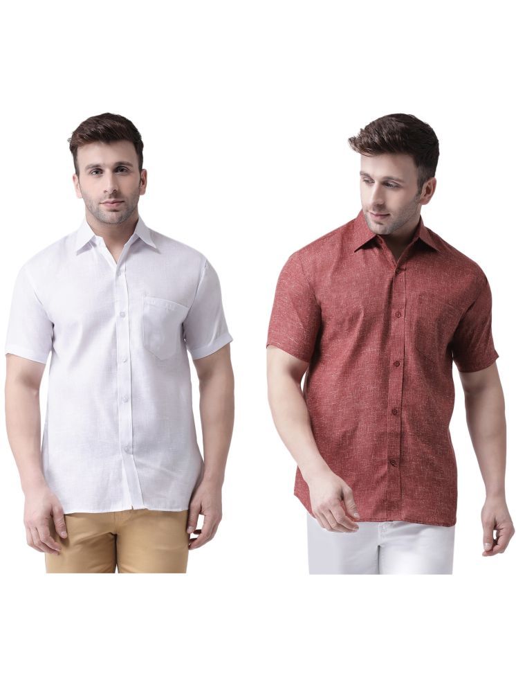     			RIAG Cotton Blend Regular Fit Solids Half Sleeves Men's Casual Shirt - Maroon ( Pack of 2 )