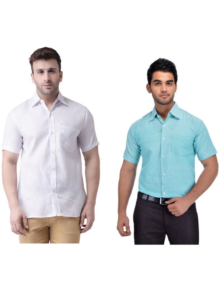     			RIAG Cotton Blend Regular Fit Solids Half Sleeves Men's Casual Shirt - Light Blue ( Pack of 2 )