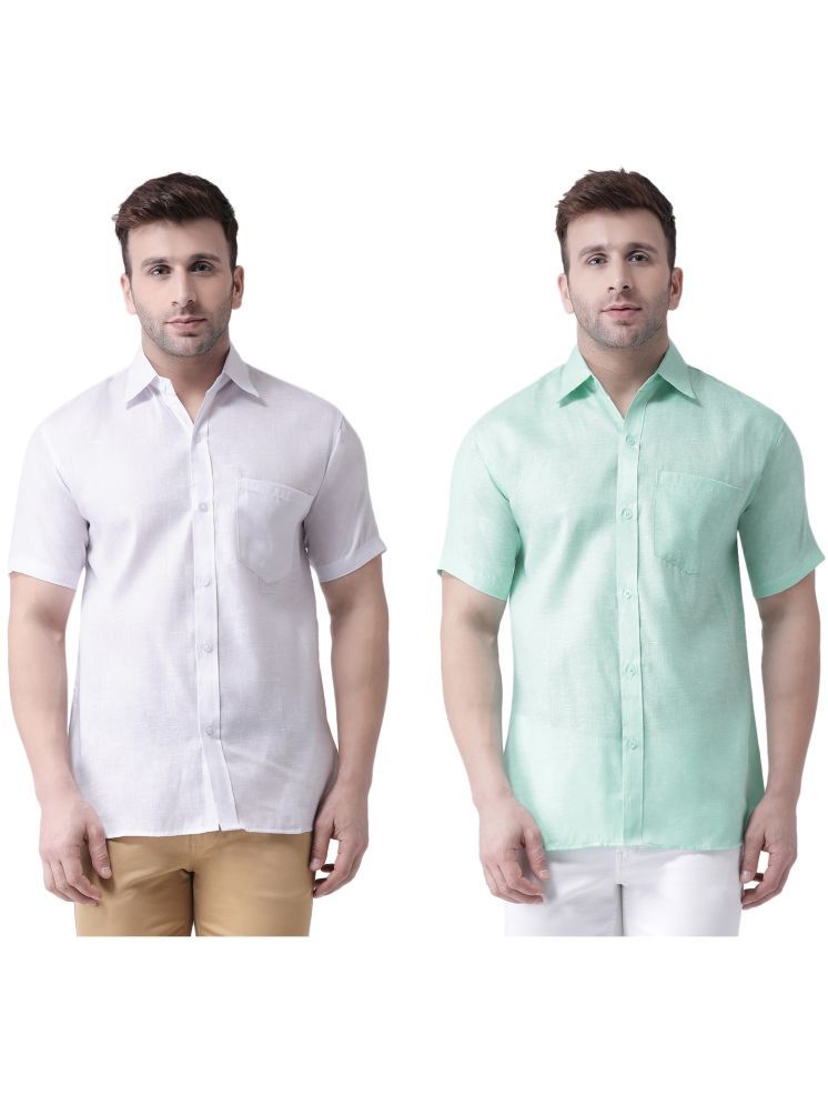     			RIAG Cotton Blend Regular Fit Solids Half Sleeves Men's Casual Shirt - Green ( Pack of 2 )