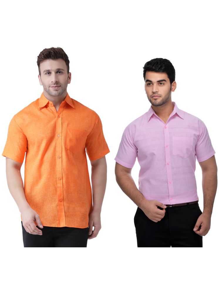     			RIAG Cotton Blend Regular Fit Solids Half Sleeves Men's Casual Shirt - Pink ( Pack of 2 )