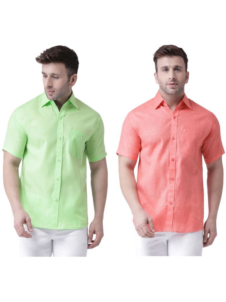     			RIAG Cotton Blend Regular Fit Solids Half Sleeves Men's Casual Shirt - Fluorescent Orange ( Pack of 2 )