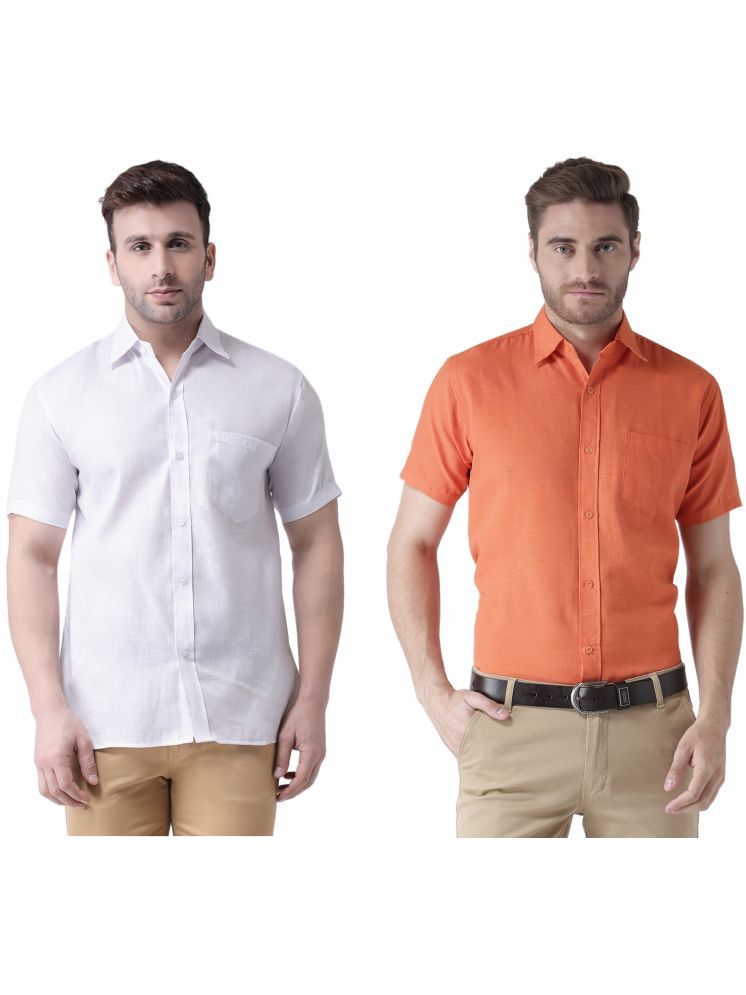     			RIAG Cotton Blend Regular Fit Solids Half Sleeves Men's Casual Shirt - Orange ( Pack of 2 )