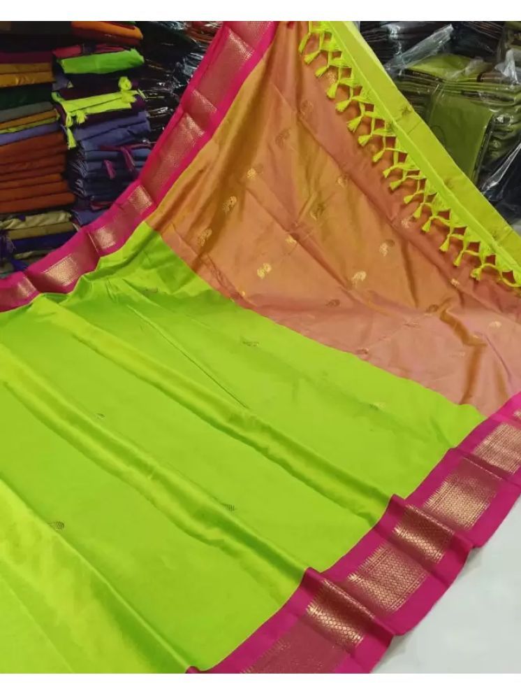     			VEERAIVA Cotton Silk Woven Saree With Blouse Piece - Pink ( Pack of 1 )