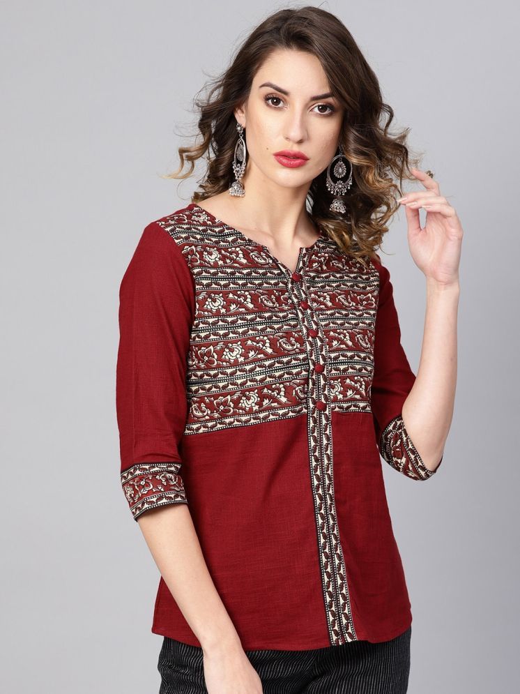     			Yash Gallery Maroon Cotton Women's Regular Top ( Pack of 1 )