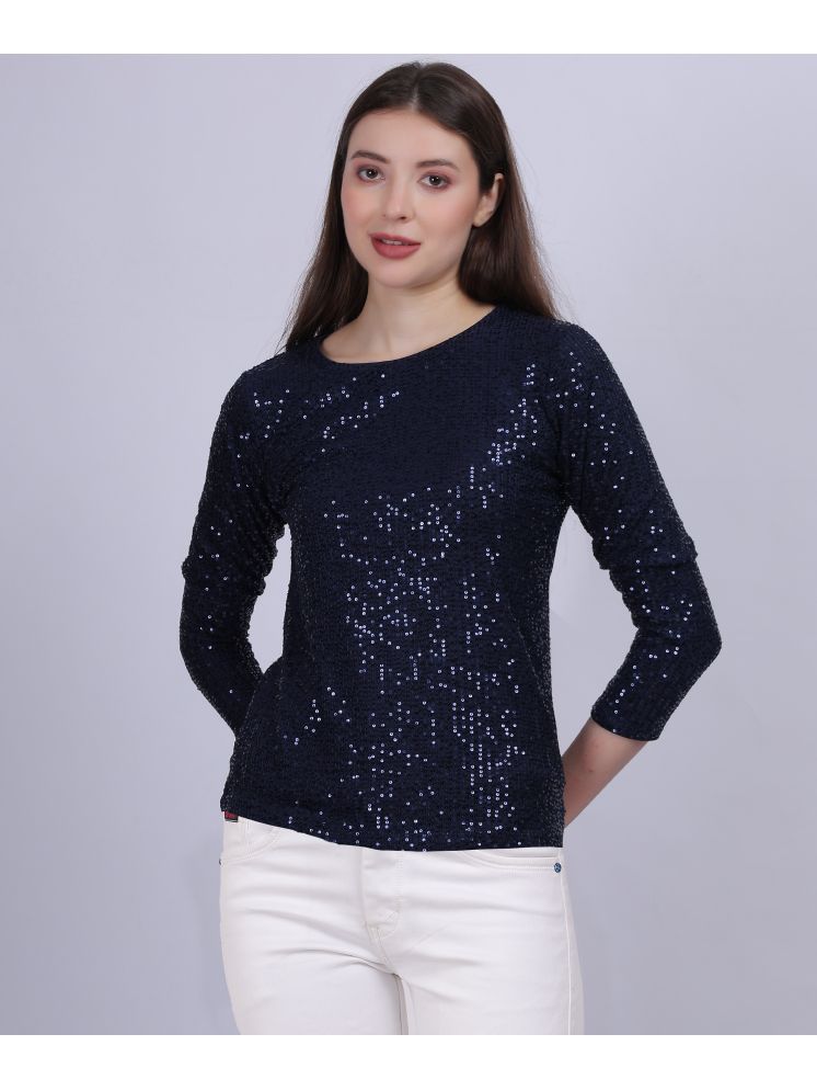     			aumbe Navy Blue Georgette Women's Regular Top ( Pack of 1 )