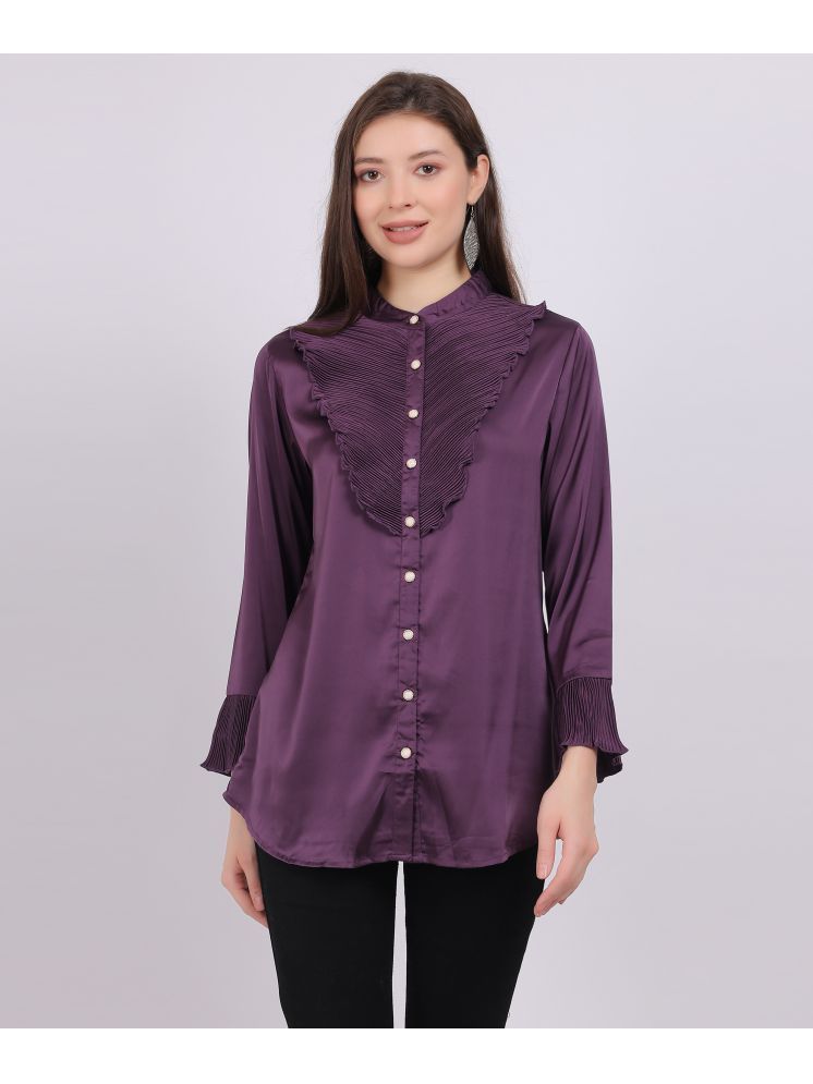     			aumbe Wine Satin Women's Shirt Style Top ( Pack of 1 )