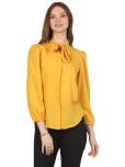 FASHJONS 360 Mustard Crepe Women's Shirt Style Top ( Pack of 1 )