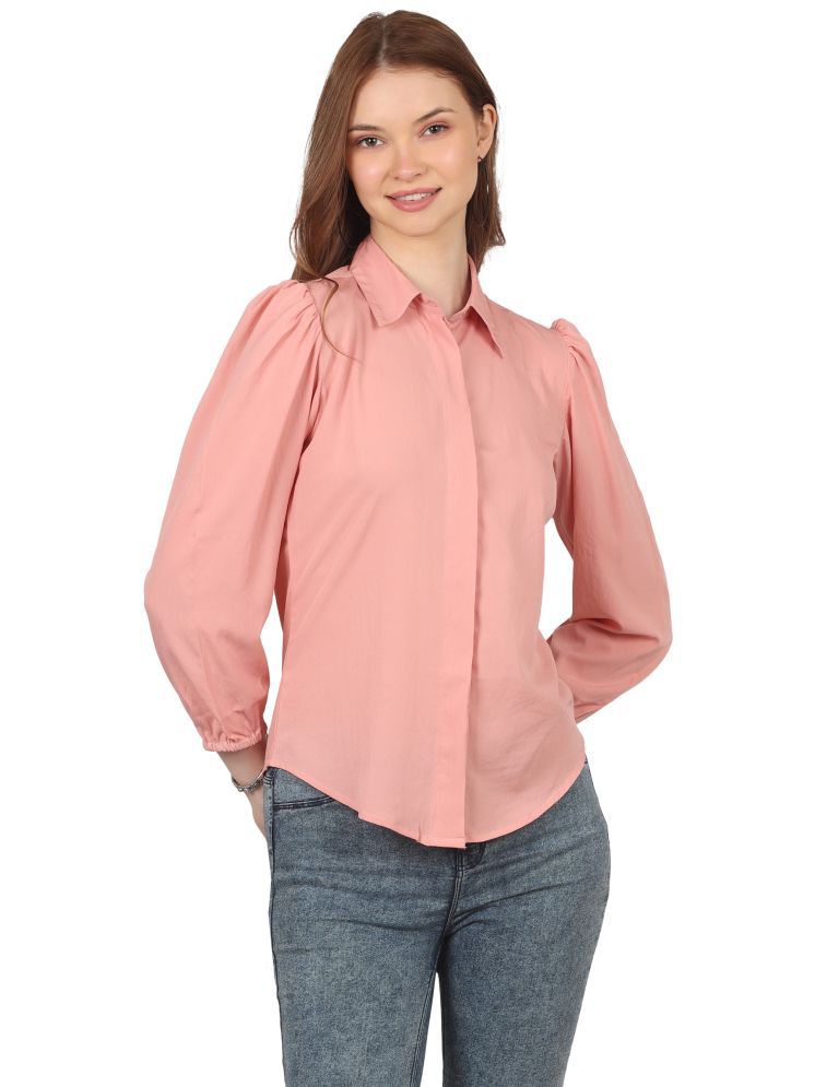     			FASHJONS 360 Peach Crepe Women's Shirt Style Top ( Pack of 1 )