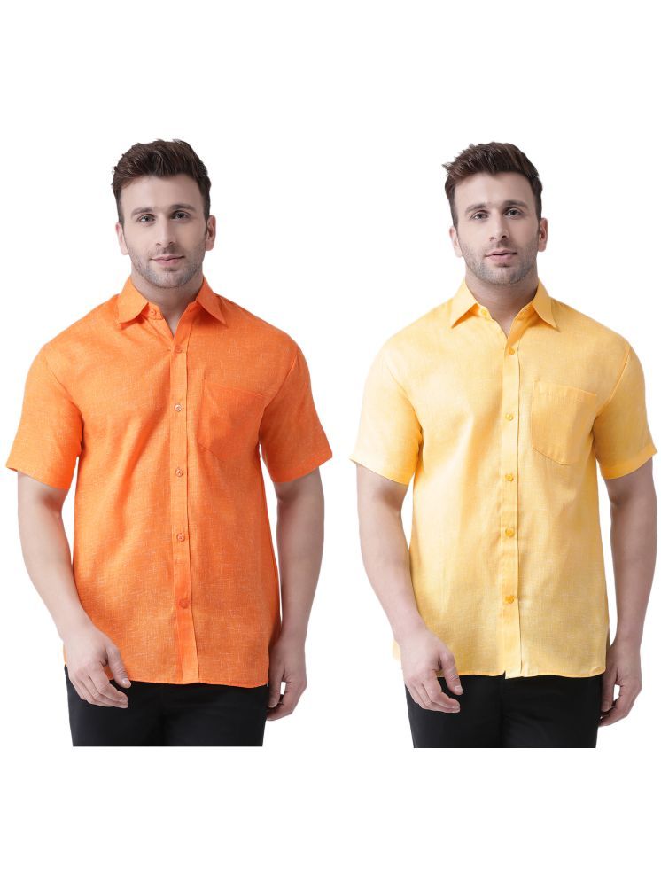     			KLOSET By RIAG Cotton Blend Regular Fit Solids Half Sleeves Men's Casual Shirt - Mustard ( Pack of 2 )