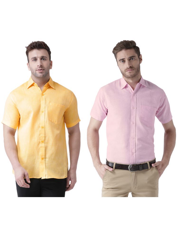     			KLOSET By RIAG Cotton Blend Regular Fit Solids Half Sleeves Men's Casual Shirt - Pink ( Pack of 2 )