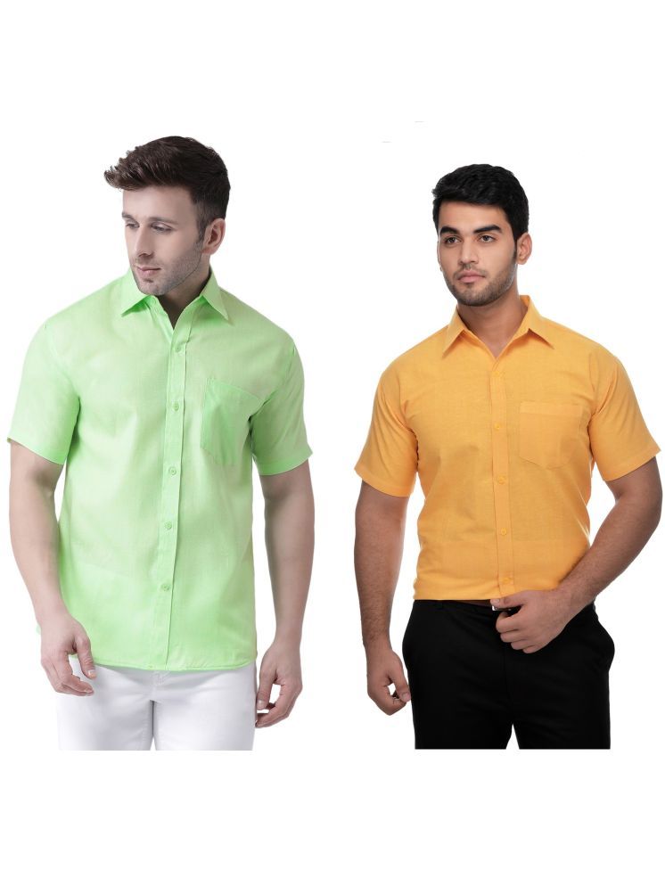     			KLOSET By RIAG Cotton Blend Regular Fit Solids Half Sleeves Men's Casual Shirt - Mustard ( Pack of 2 )