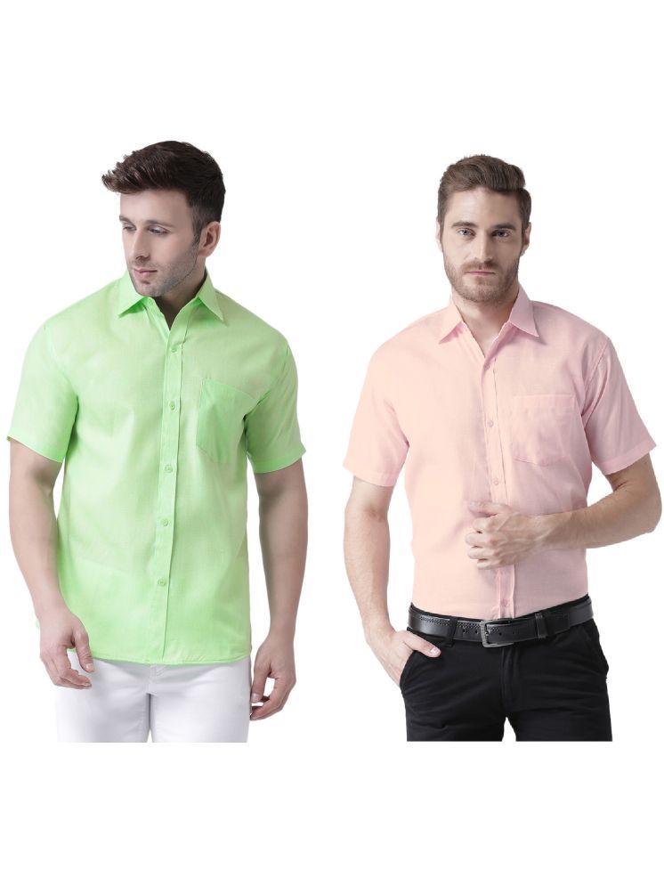     			KLOSET By RIAG Cotton Blend Regular Fit Solids Half Sleeves Men's Casual Shirt - Pink ( Pack of 2 )