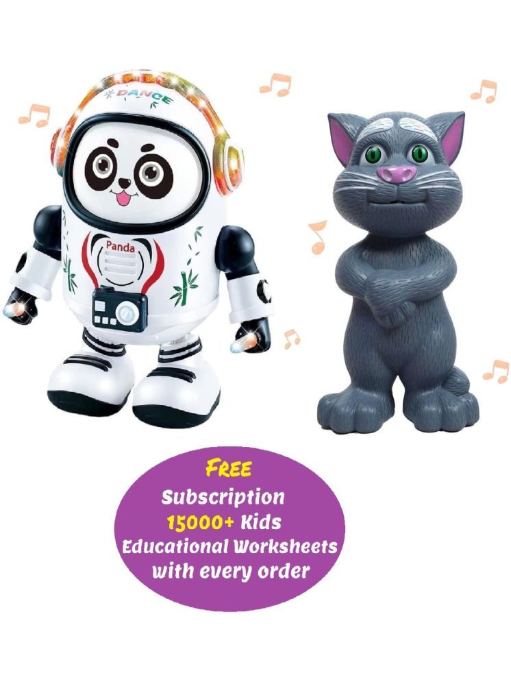     			Kidsaholic Combo of Dancing Space Robot with Light and Music & Intelligent Grey Talking Cat (Multicolor)