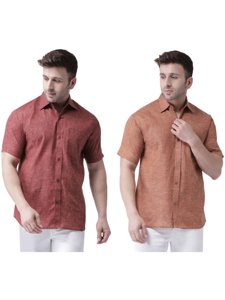     			RIAG Cotton Blend Regular Fit Solids Half Sleeves Men's Casual Shirt - Brown ( Pack of 2 )