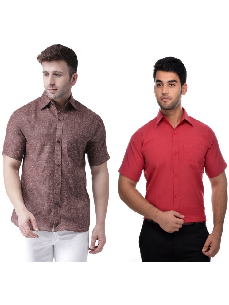     			RIAG Cotton Blend Regular Fit Solids Half Sleeves Men's Casual Shirt - Red ( Pack of 2 )