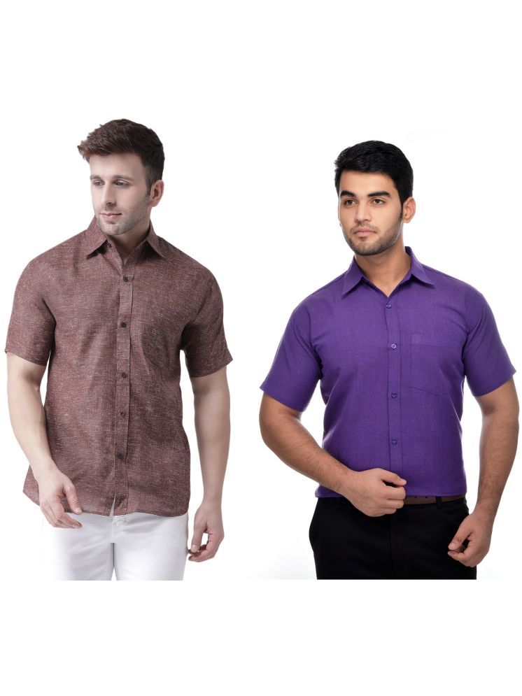     			RIAG Cotton Blend Regular Fit Solids Half Sleeves Men's Casual Shirt - Purple ( Pack of 2 )