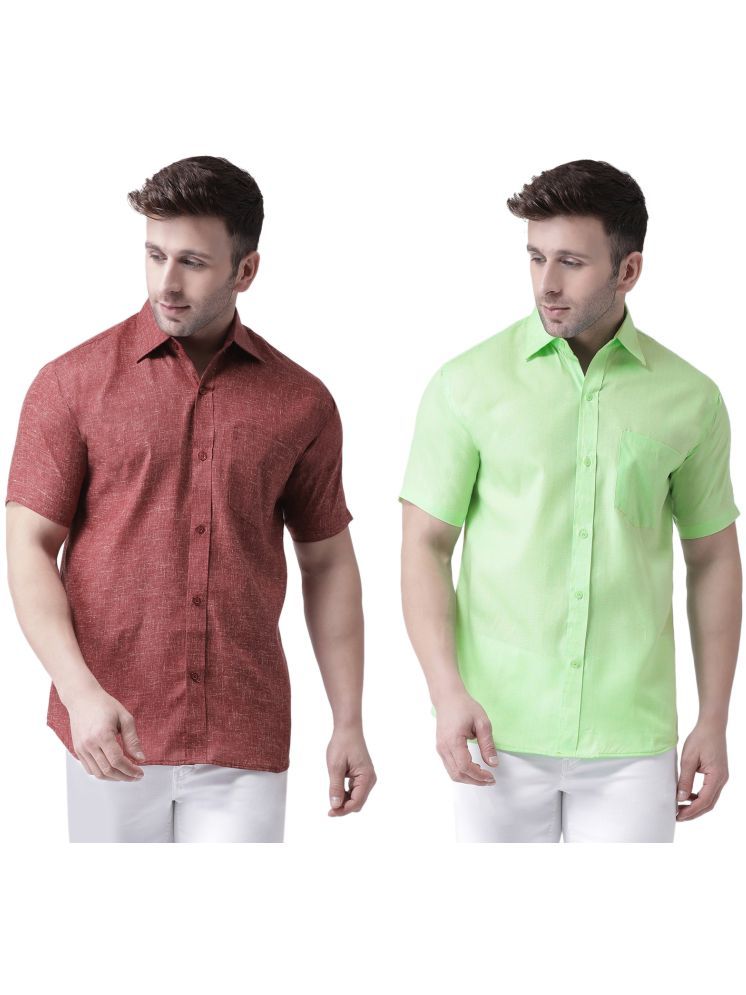     			RIAG Cotton Blend Regular Fit Solids Half Sleeves Men's Casual Shirt - Green ( Pack of 2 )