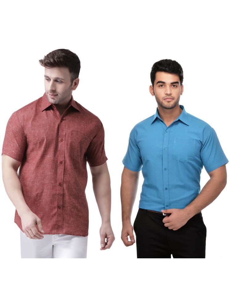     			RIAG Cotton Blend Regular Fit Solids Half Sleeves Men's Casual Shirt - Blue ( Pack of 2 )