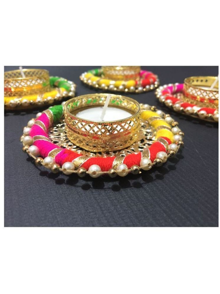     			THRIFTKART Brass Floor Diya - Pack of 6