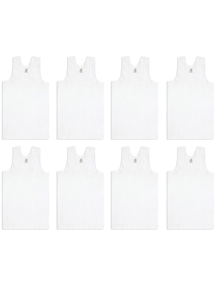     			VIP Pack of 8 Cotton Solid Boys Vest ( White ) Pure Cotton Vest for Kids