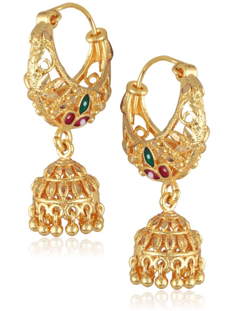     			Vighnaharta Golden Jhumki Earrings ( Pack of 1 )