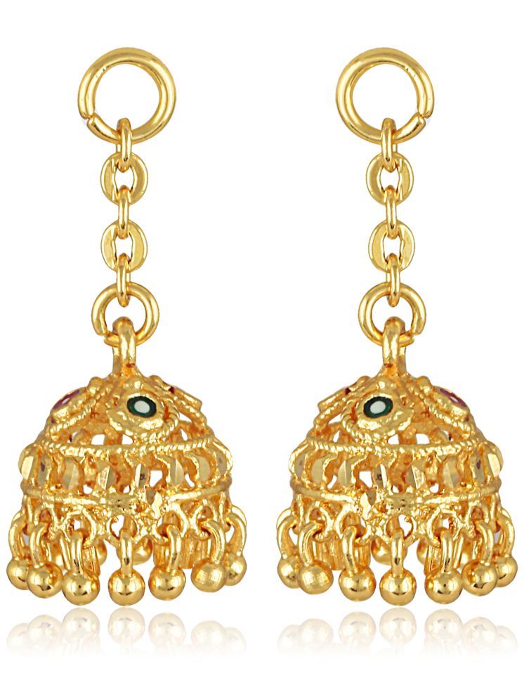     			Vighnaharta Golden Jhumki Earrings ( Pack of 1 )