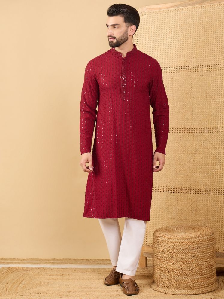     			Ethnic Bay Maroon Viscose Men's Regular Kurta ( Pack of 1 )