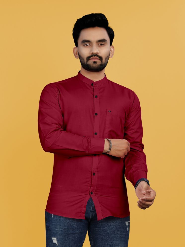     			Fashionfricks Cotton Blend Regular Fit Solids Full Sleeves Men's Casual Shirt - Maroon ( Pack of 1 )