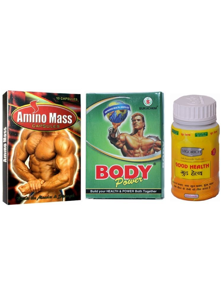     			G & G Pharmacy Amino Mass Cap10 & Good Health Cap 50no.s & Body Power Capsule 10 no.s Unflavoured Pack of 3