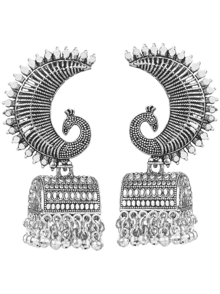     			JFL - Jewellery For Less Silver Jhumki Earrings ( Pack of 1 )