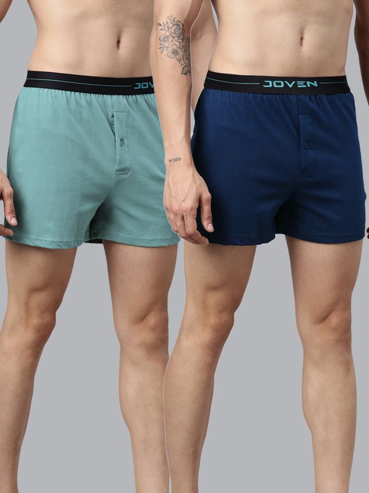     			Joven Pack of 2 Cotton Men's Boxer- ( Blue ) Boxer Shorts