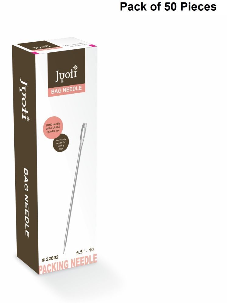     			Jyoti Bag Hand Sewing Needles, Larger & Thicker Base, Rust-Protective, Used as a Packing Needle to Work with Heavier Materials, Mainly Used for Sewing Canvas & Bags, 22802 (Size 5.5" - 10) - 50 Pcs