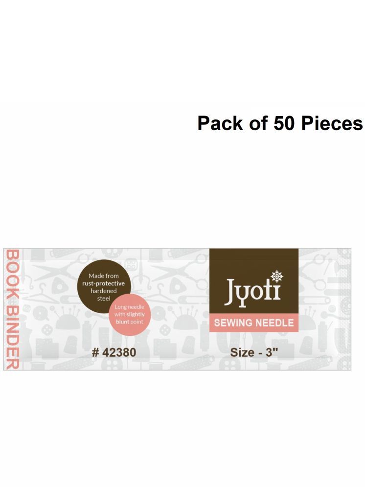     			Jyoti Book Binder Hand Sewing Needles 3", Long Length with Slightly Blunt Point & Long Eye, Cloth Stitching Steel Needles, Printing & Binding, Yarn & Thread Needles, 42380 (Size - 3") - 50 Pieces