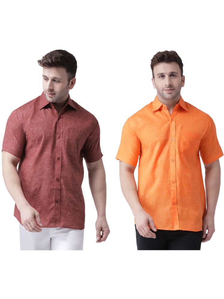     			KLOSET By RIAG Cotton Blend Regular Fit Solids Half Sleeves Men's Casual Shirt - Orange ( Pack of 2 )