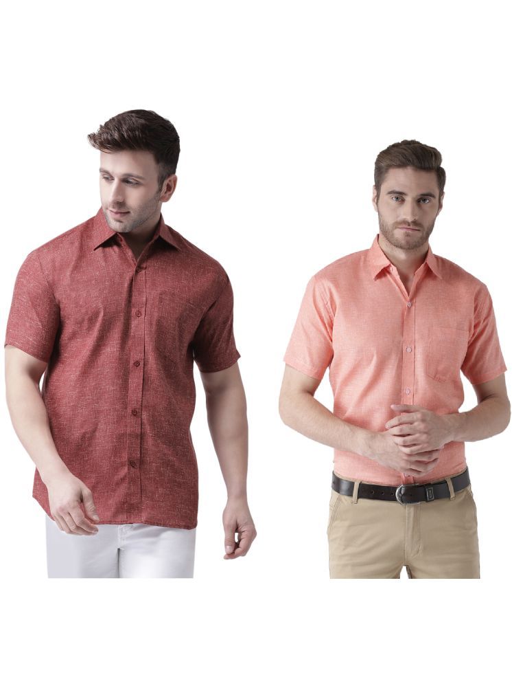     			KLOSET By RIAG Cotton Blend Regular Fit Solids Half Sleeves Men's Casual Shirt - Orange ( Pack of 2 )