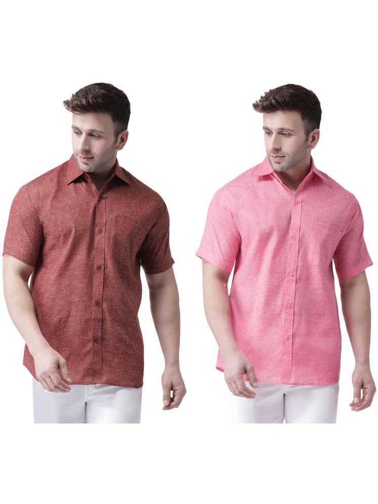     			KLOSET By RIAG Cotton Blend Regular Fit Solids Half Sleeves Men's Casual Shirt - Pink ( Pack of 2 )