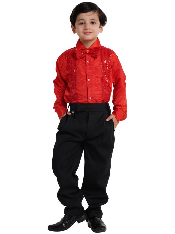     			Kaku Fancy Dresses Dance Costume Shinning Shirt for Kids | Sequin Work School Annual Funtion Shirt For Boys - 3-4 Years