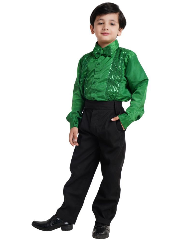     			Kaku Fancy Dresses Dance Costume Shinning Shirt for Kids | Sequin Work School Annual Funtion Shirt For Boys - 7-8 Years