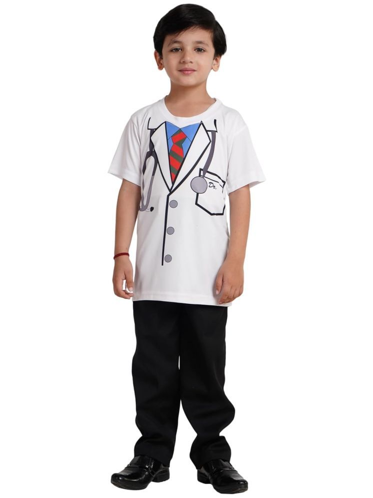     			Kaku Fancy Dresses Printed Round Neck Doctor T-Shirt for Kids |Doctor Costume - White, 7-8 Years