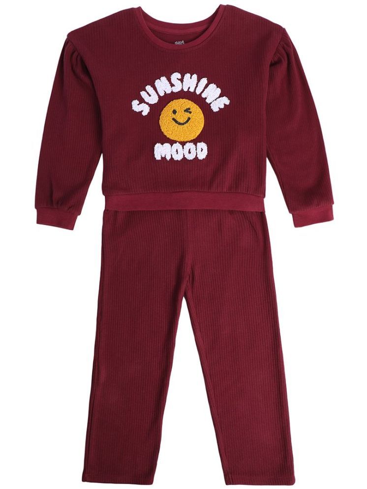     			MINI KLUB Maroon Cotton Girls Sweatshirt With Pants ( Pack of 1 )