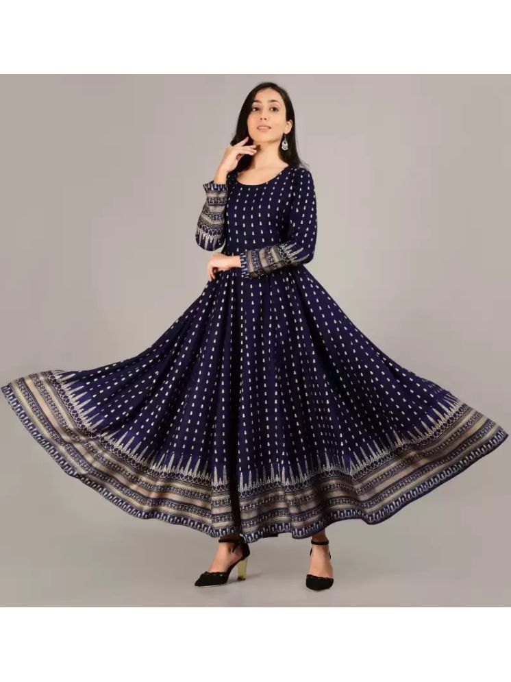     			NUPITAL Rayon Self Design Anarkali Women's Kurti - Navy ( Pack of 1 )